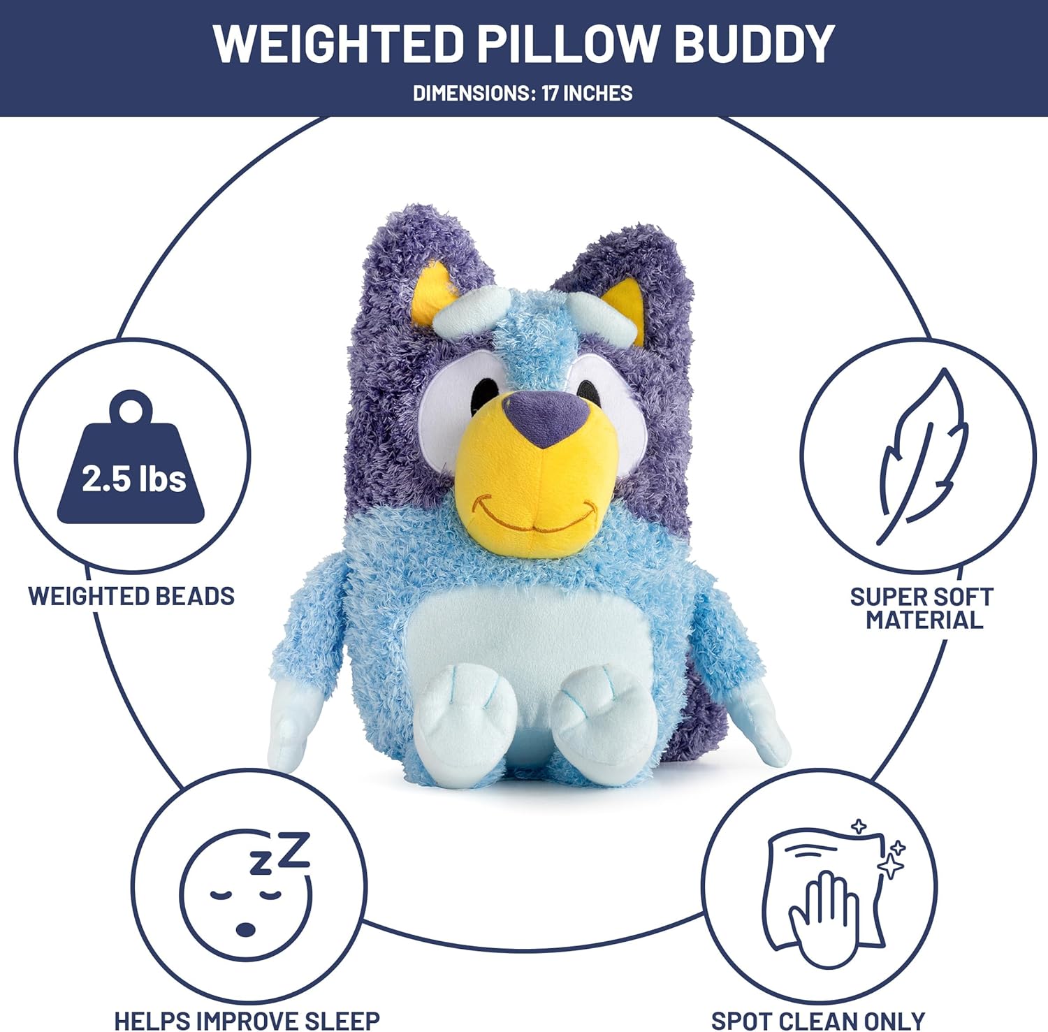 Jay Franco Weighted Bluey Plush Pillow Buddy Cozy for Relaxation and Style