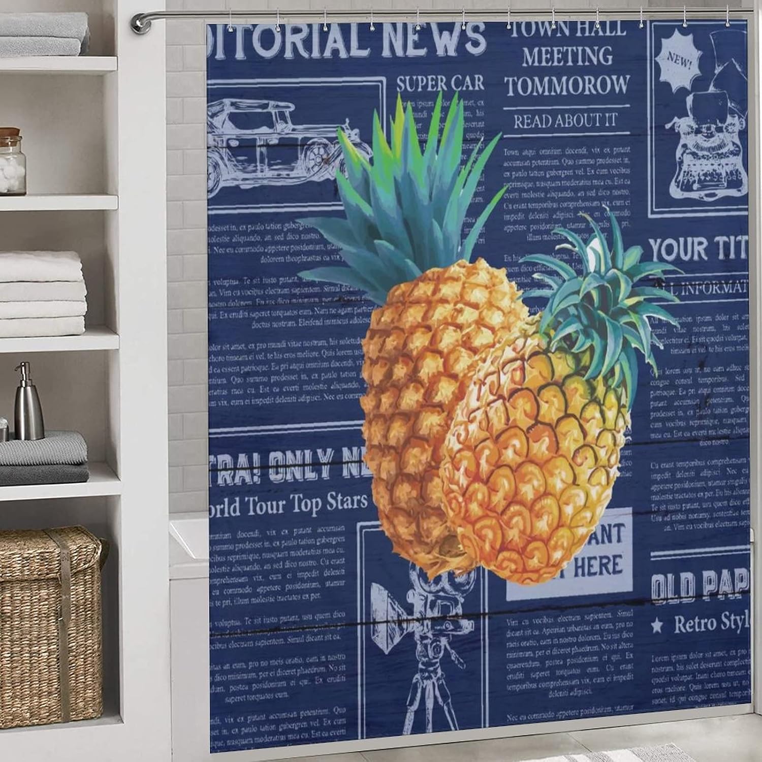 Fruit Pineapple Shower Curtain Liner Set
