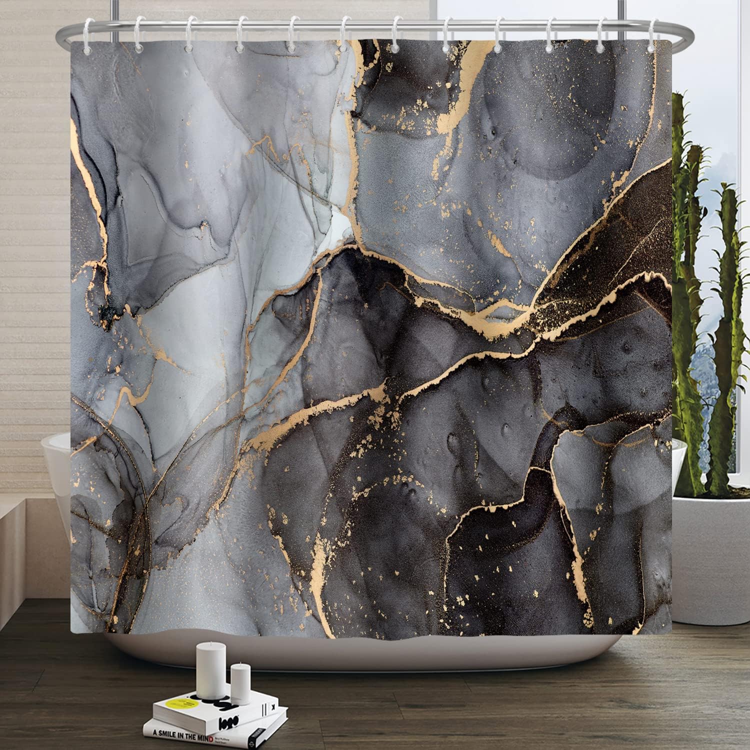 Luxury Gray Gold Marble Shower Curtain