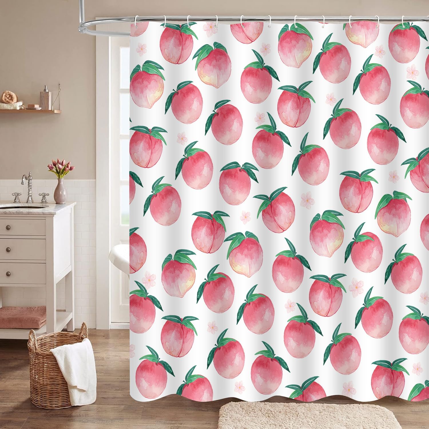 Cute Peachy shower curtains for bathroom decor