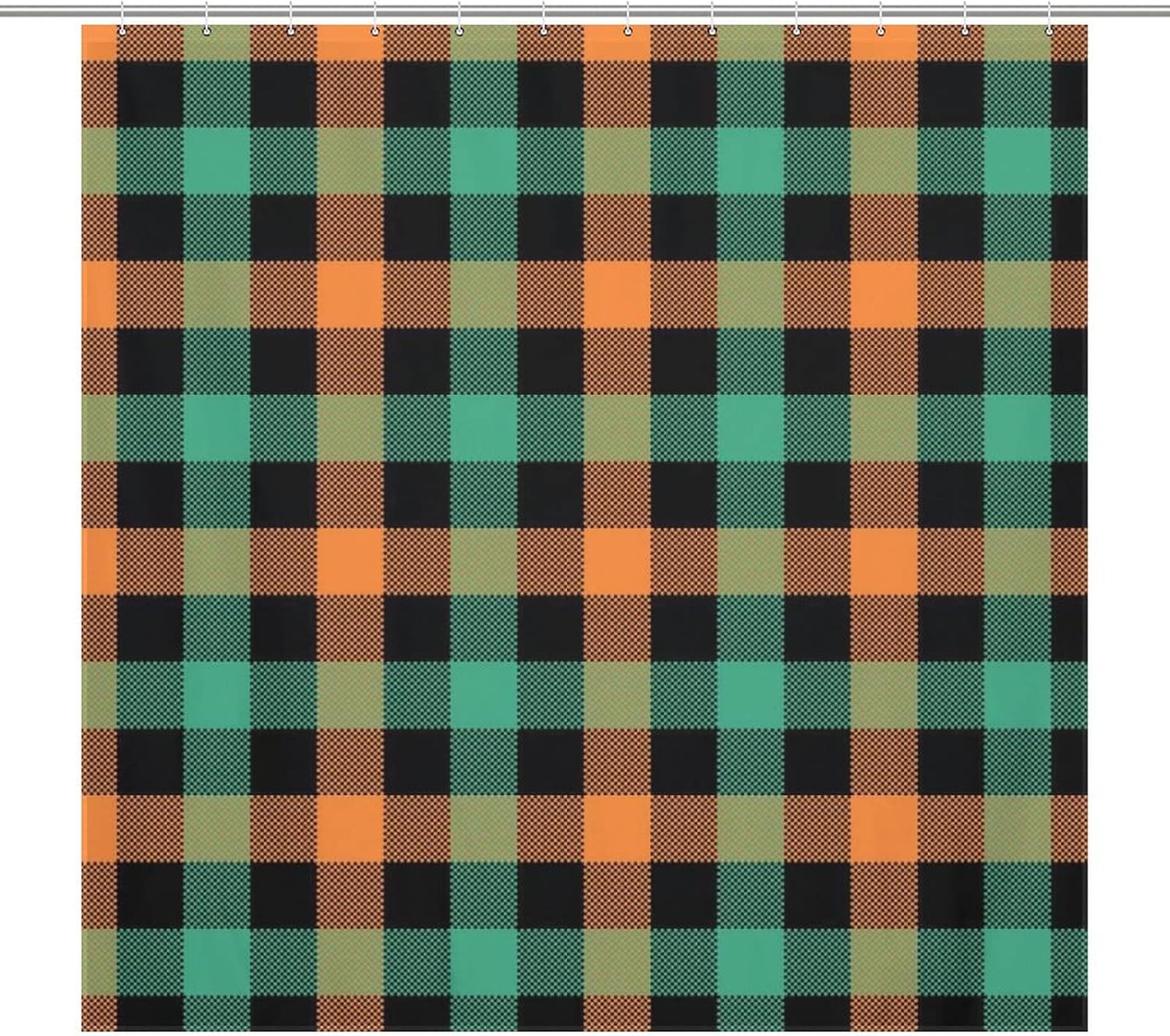 Buffalo Plaid Design 12-Hook Washable Shower Curtain