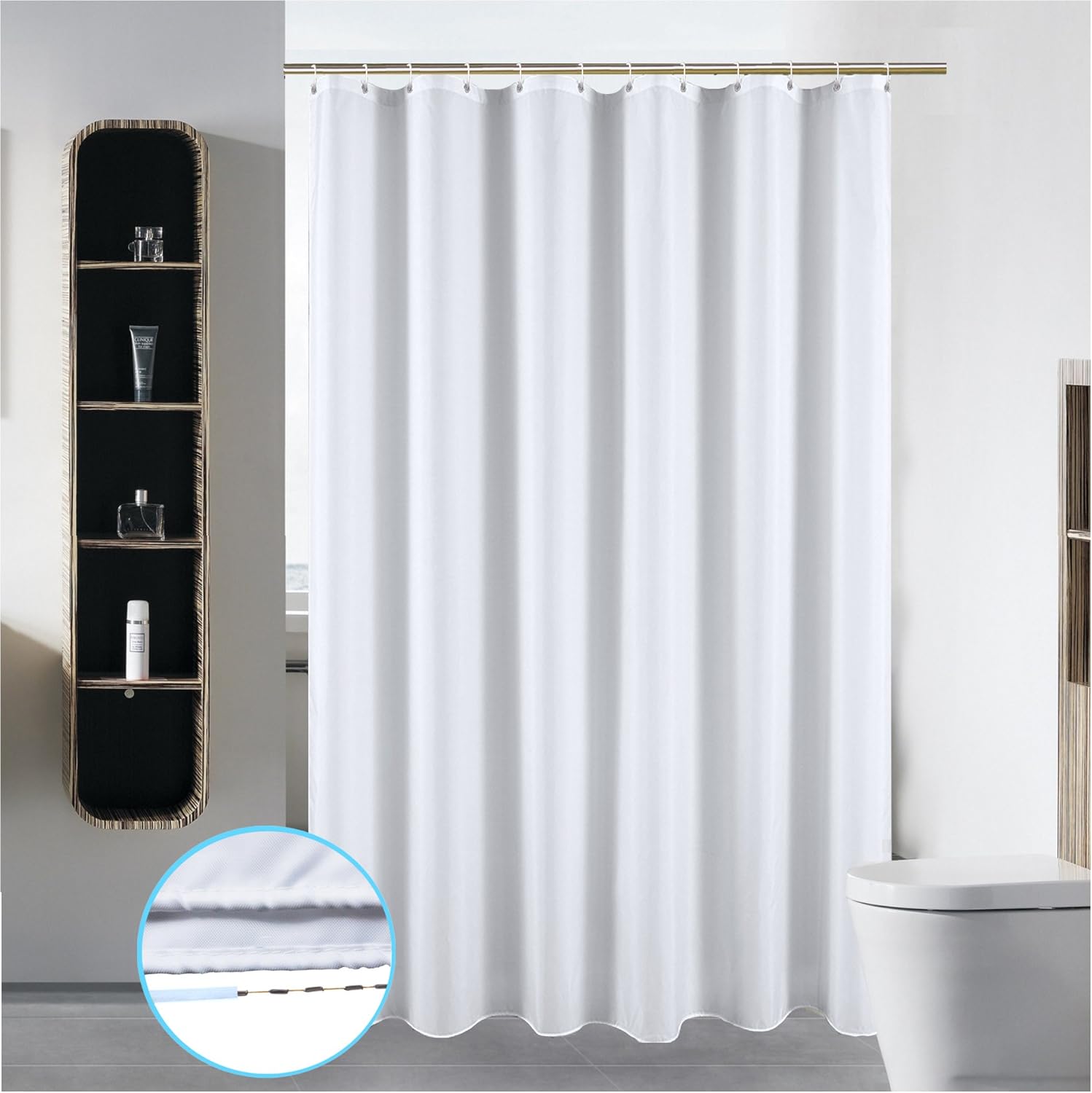 SLattye 72x72 White Bathroom Shower Curtain Liner