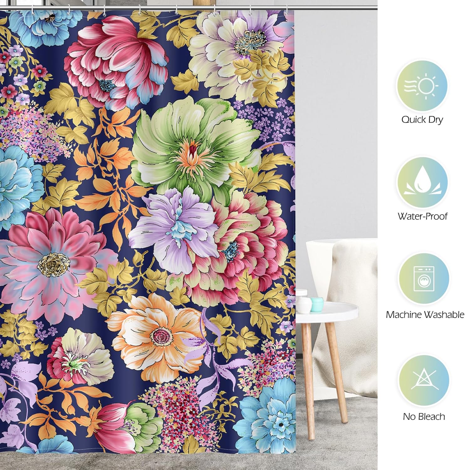 Chic Boho Floral Shower Curtain