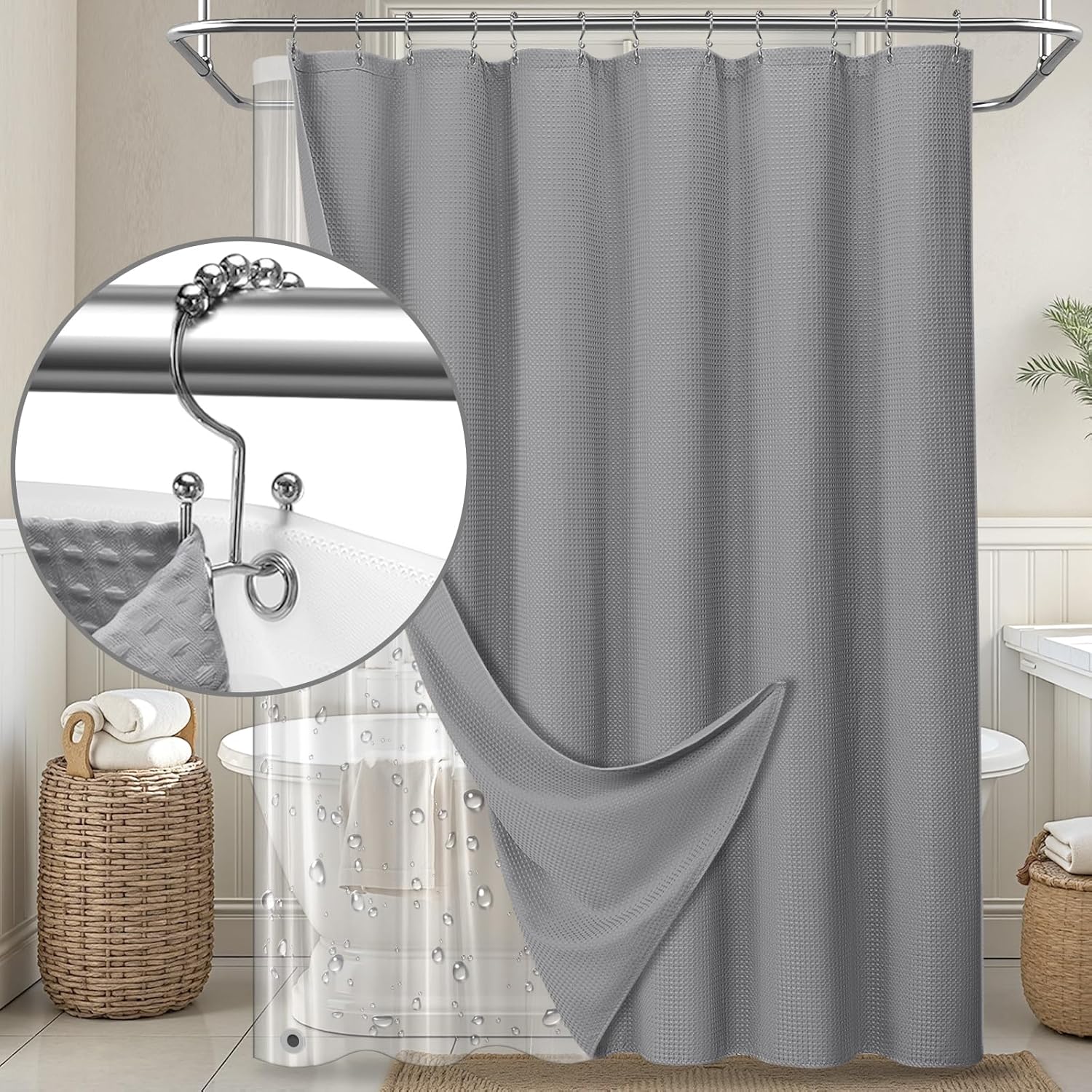 3-in-1 Shower Curtain Set for Bathroom