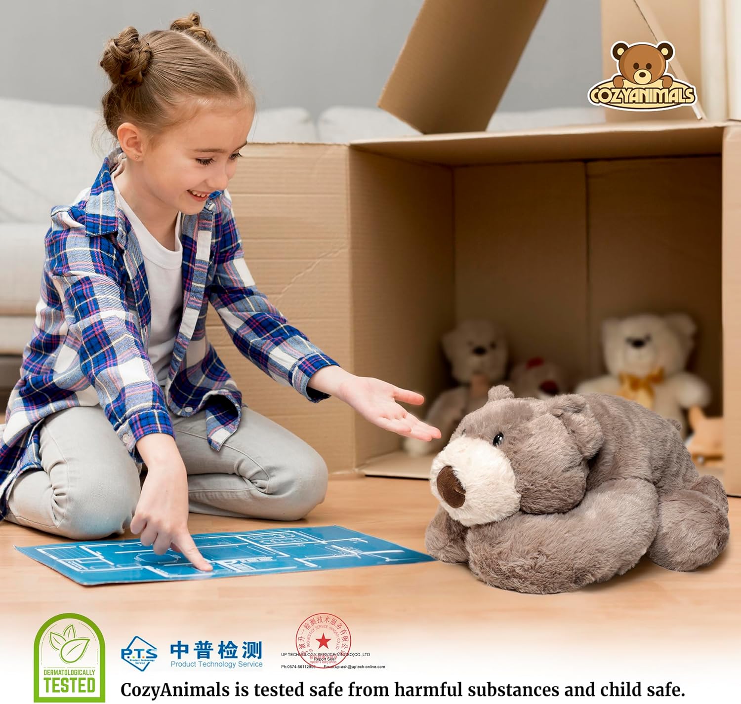 COZY Animal Bear - Microwaveable Plush Stuffed Toy for Adults Teens Kids