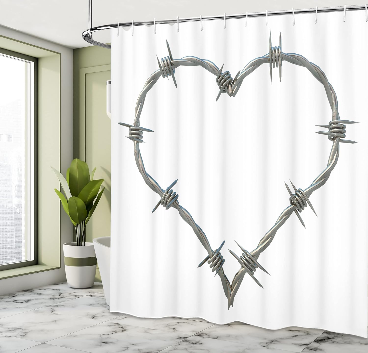 Ambesonne Barbed Wire Shower Curtain Security Destination