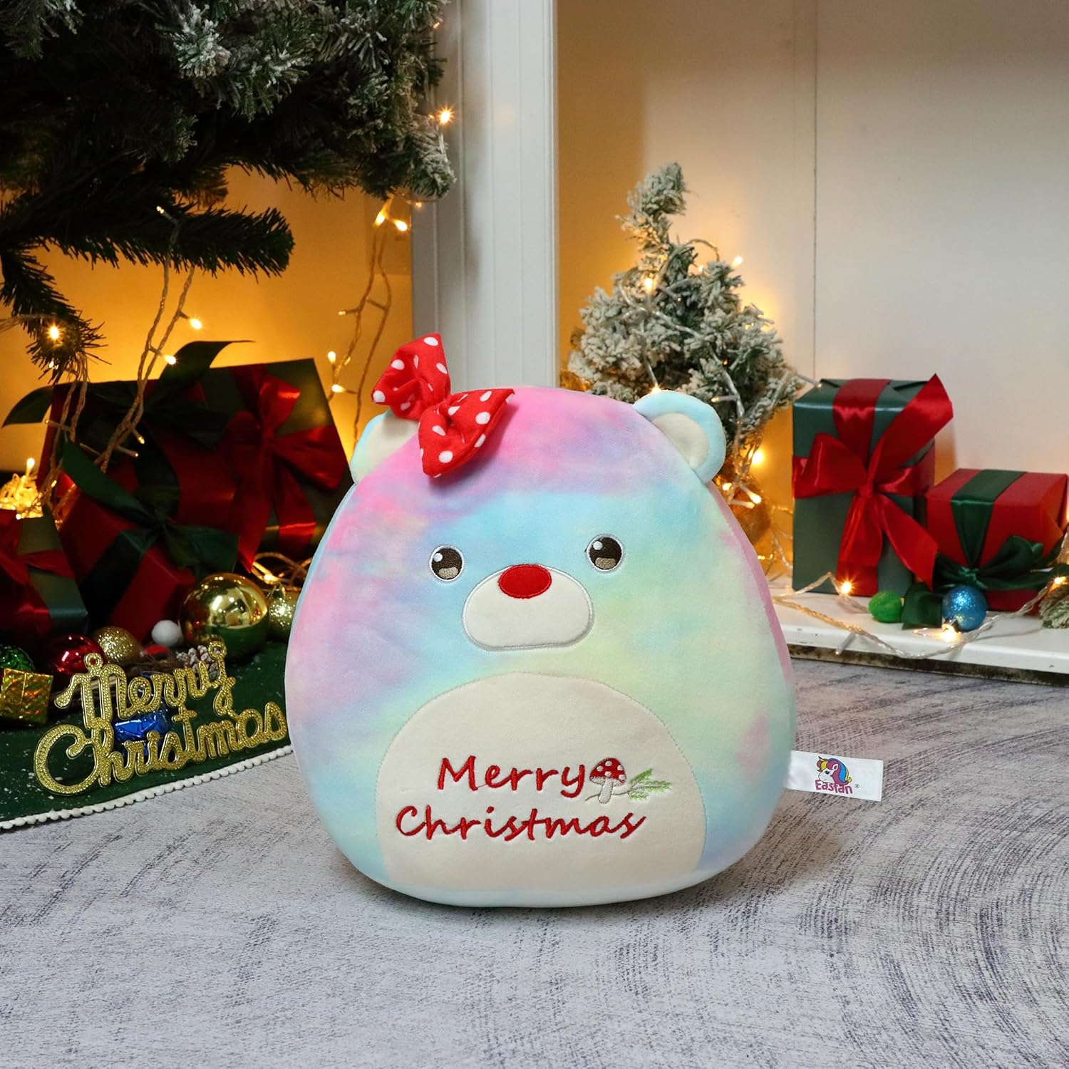 Easfan 12 Christmas Rainbow Bear Plush Pillow