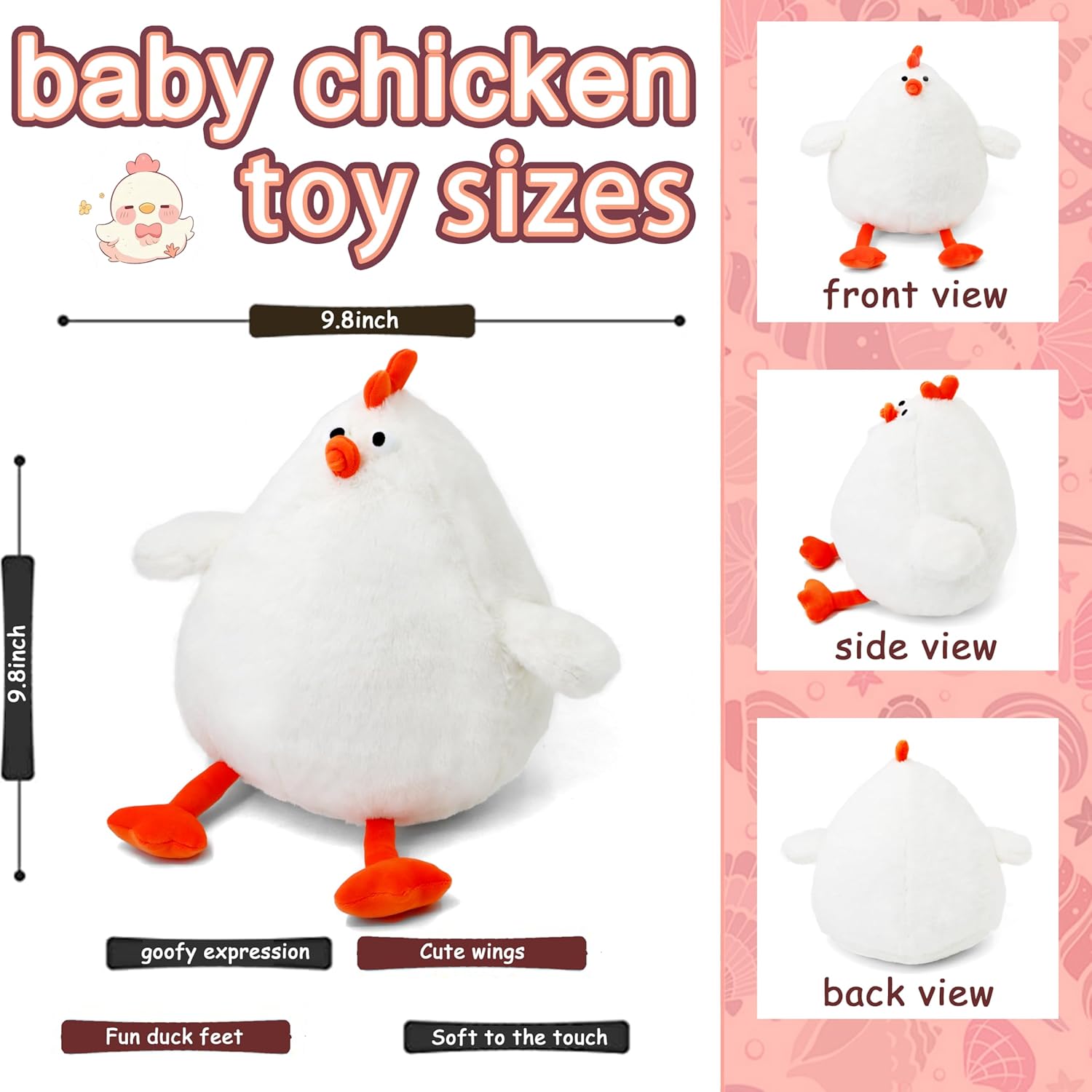 Cute White Animal Plush Toy Kawaii Fat Stuffed Animal for Kids