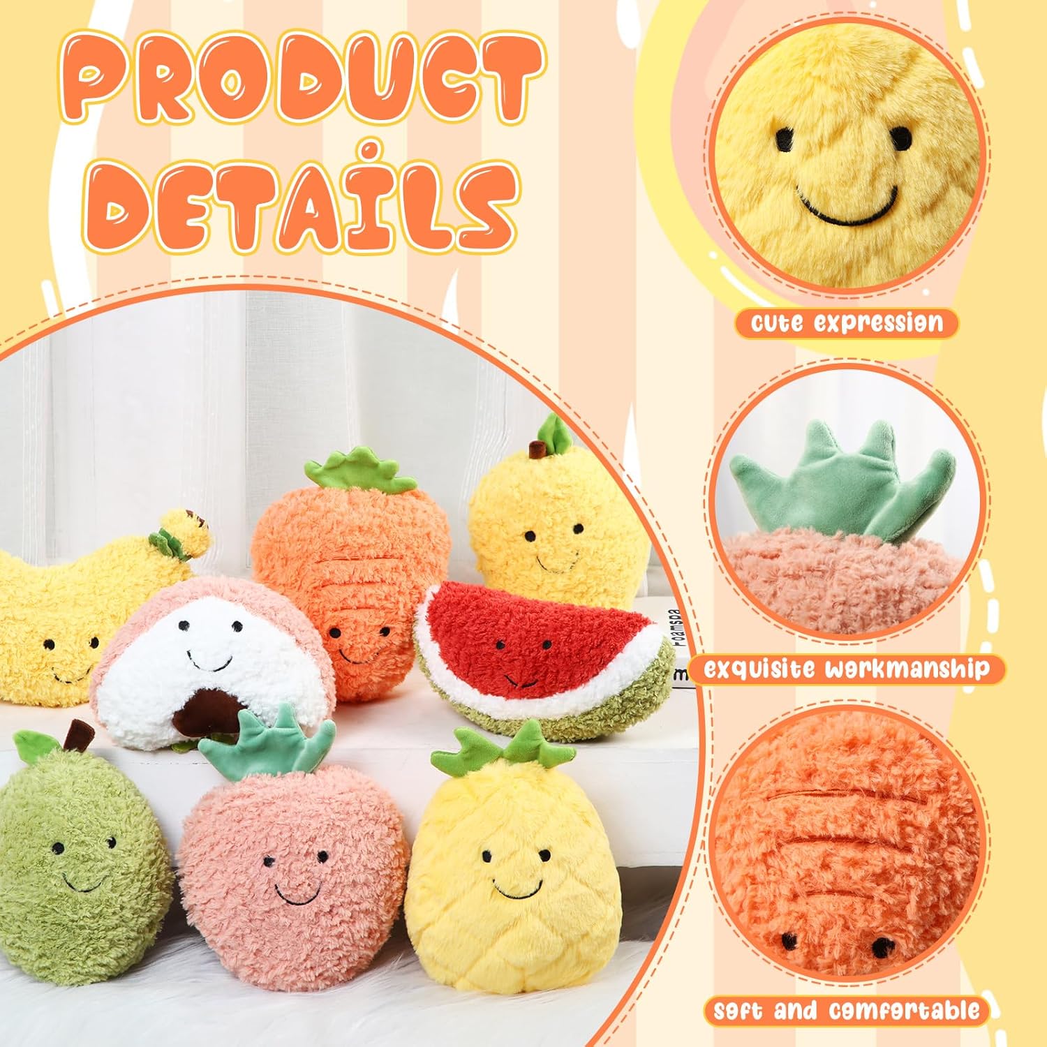 Fruit Plushies 8-Piece Set