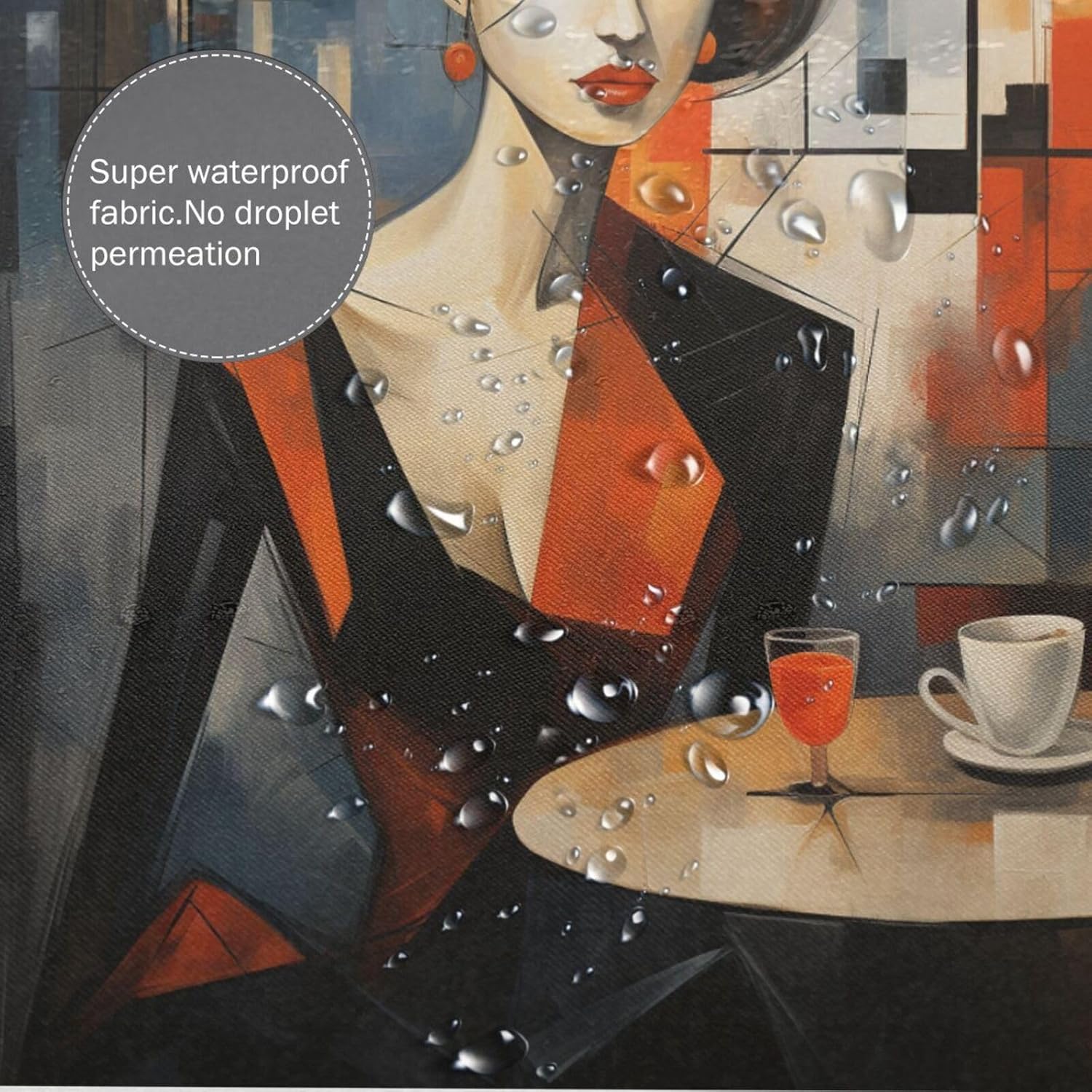 DAOWANGZUO Female Face Abstract Shower Curtain Set Luxury Oil Painting Design 72x72in
