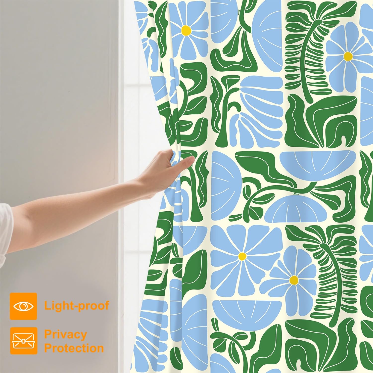 Stylish Boho Floral Shower Curtain Washable Durable