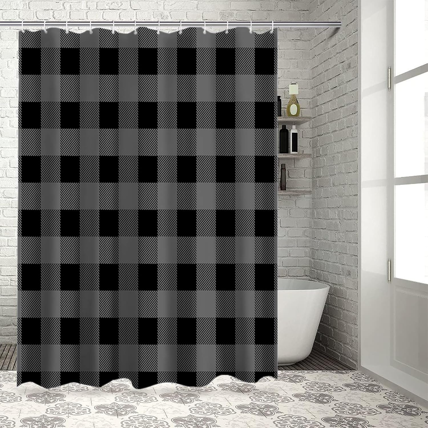 Luxury Buffalo Plaid Shower Curtain