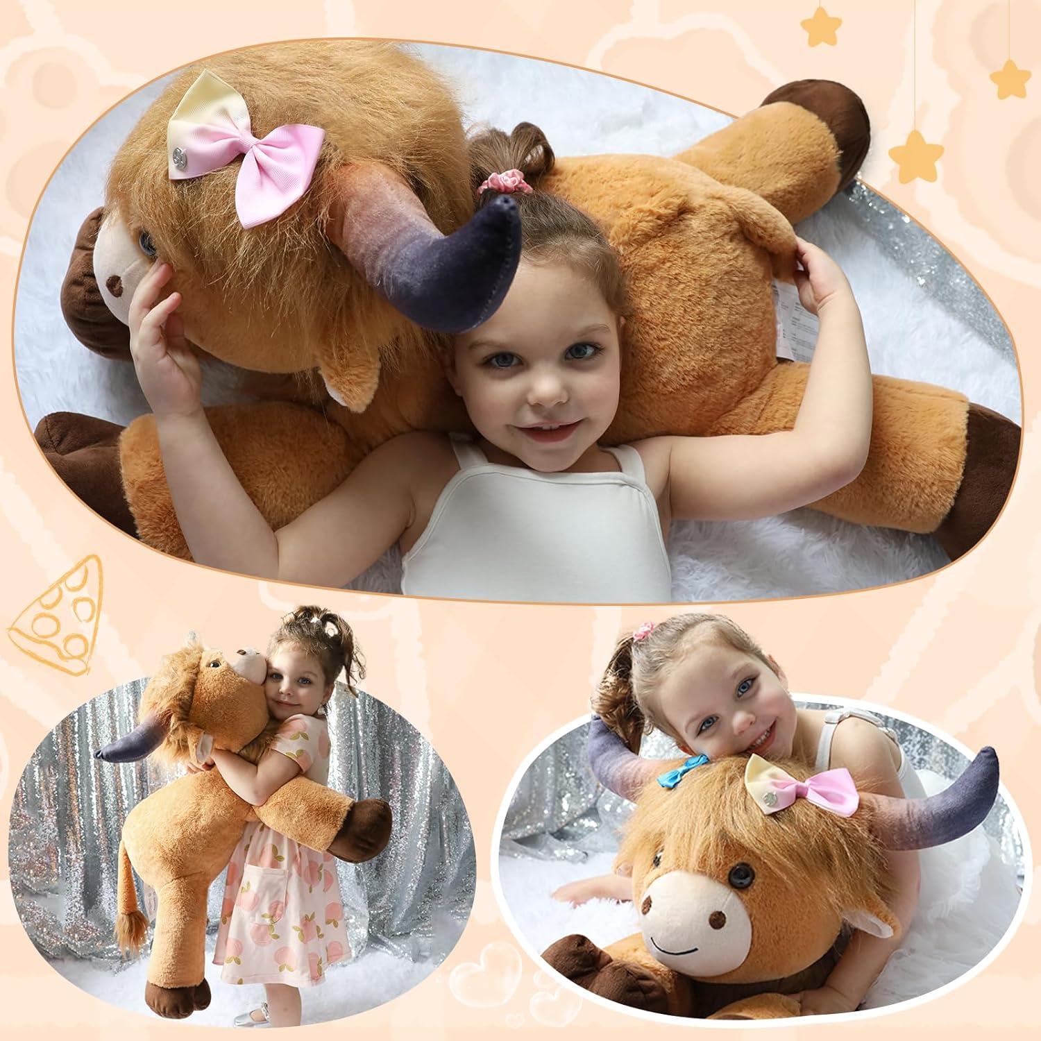 MaoGoLan 32-inch Big Highland Cow Plush Pillow