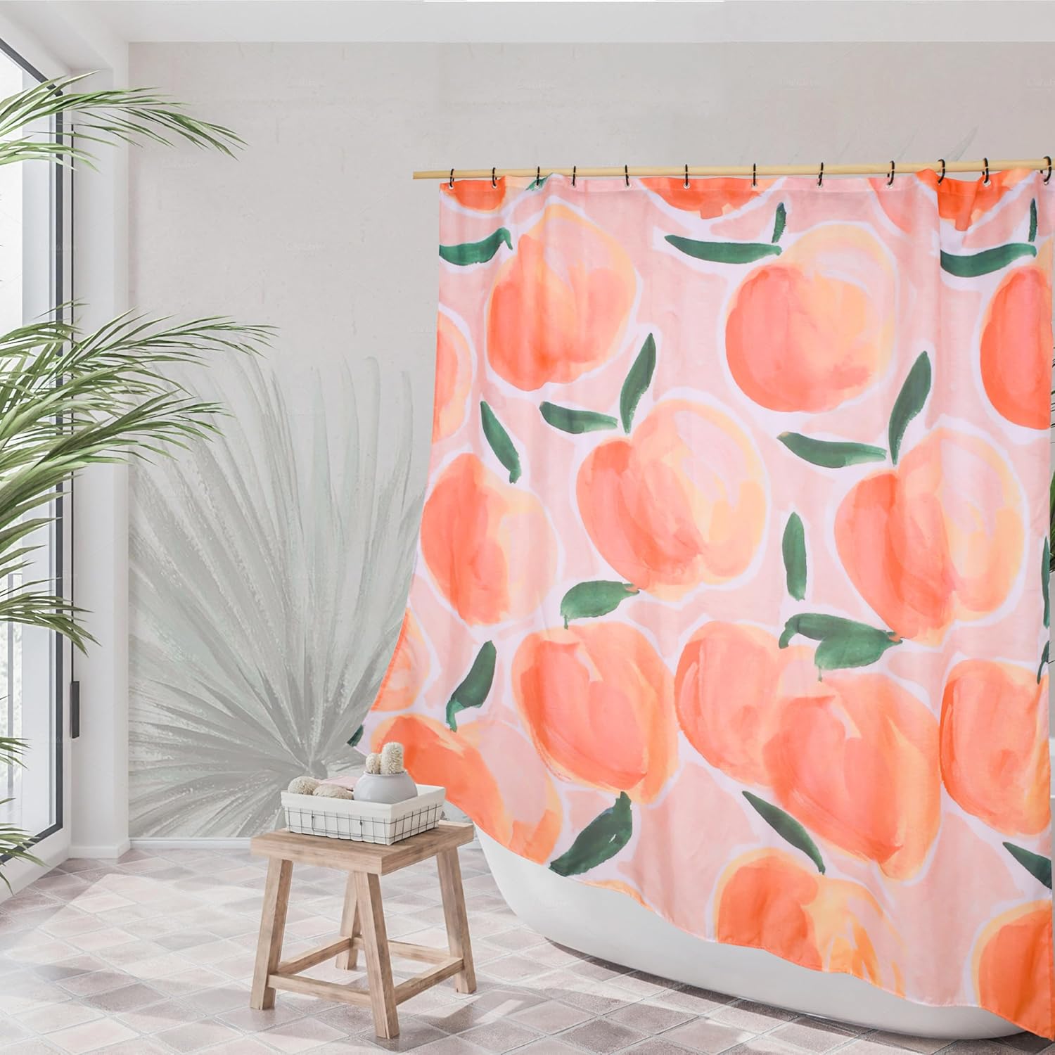 Elegant Peach Shower Curtain Set 72 x 72 Water Repellent 100 Recycled polyester