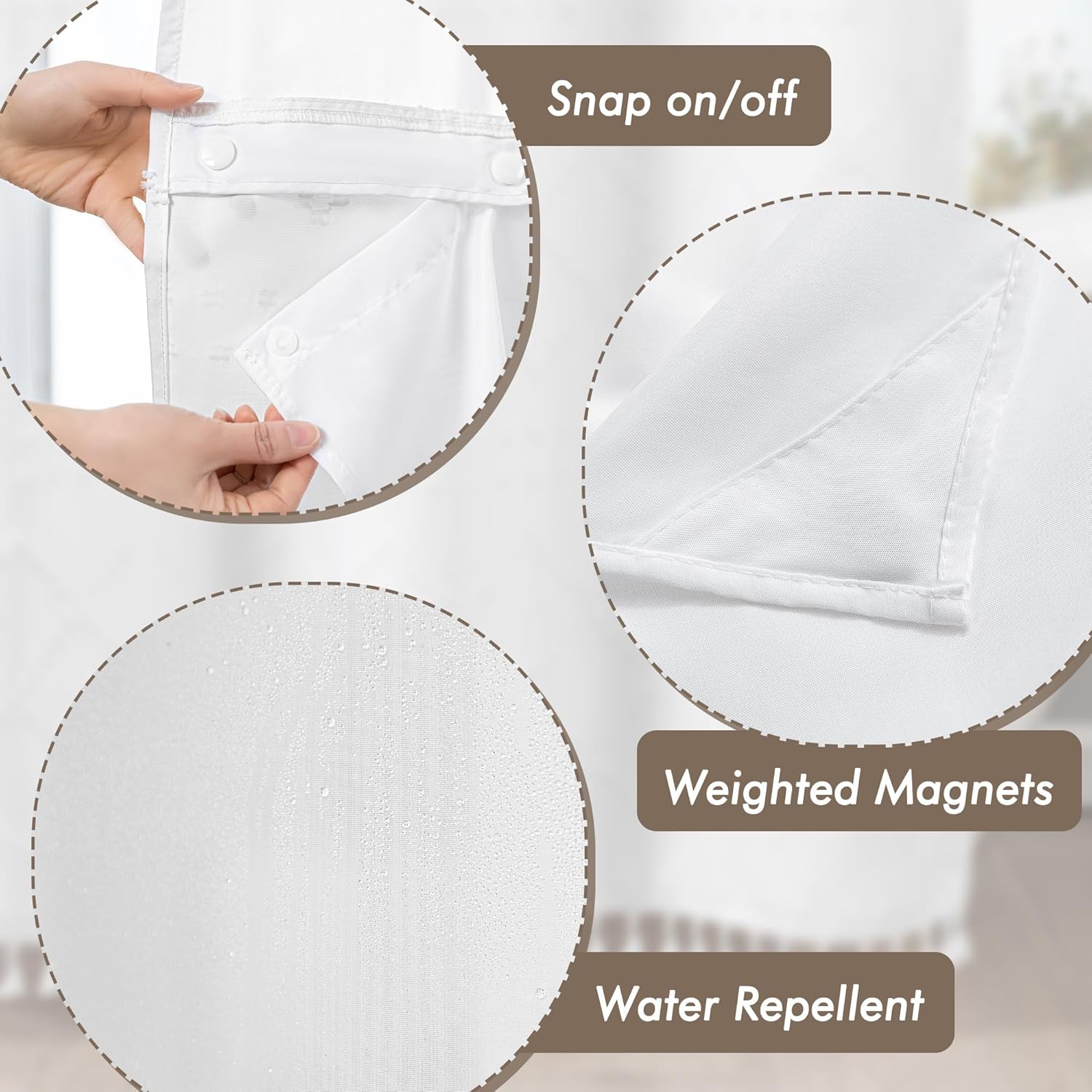 Durable Aesthetic 71 W x 74 L Shower Curtain Set