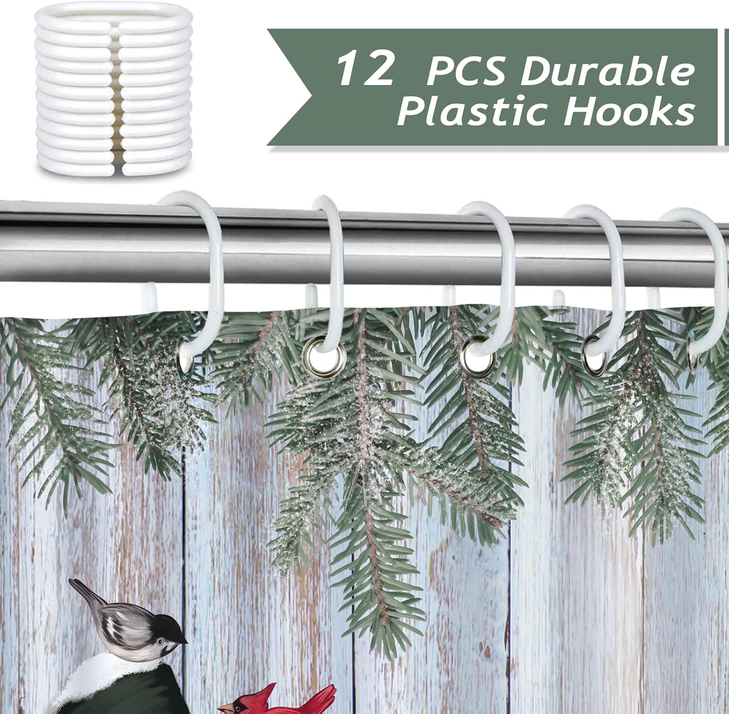 Bonhause Christmas Snowman Bath Curtain