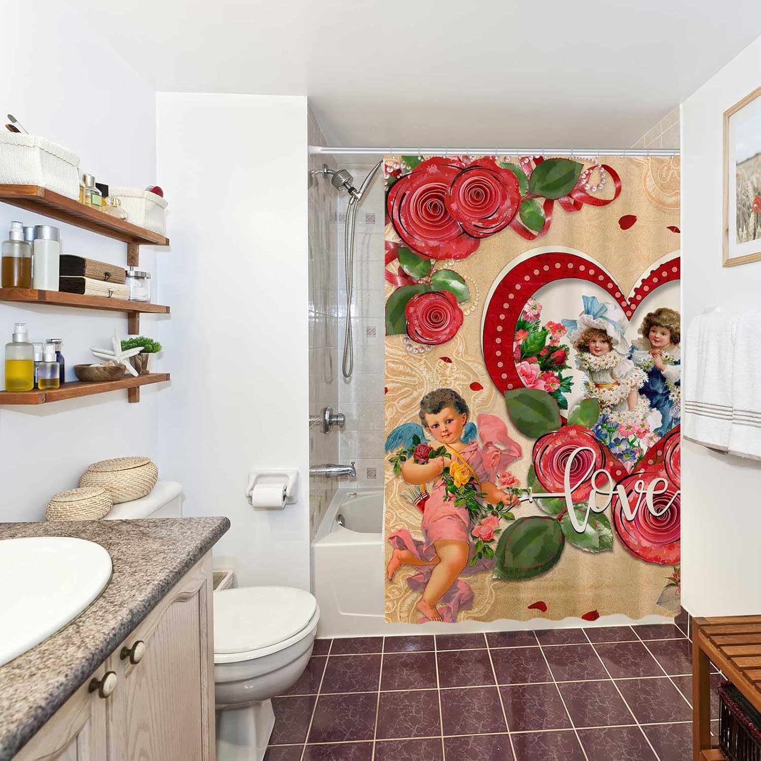 72x72 inches Vintage Heart Shower Curtain