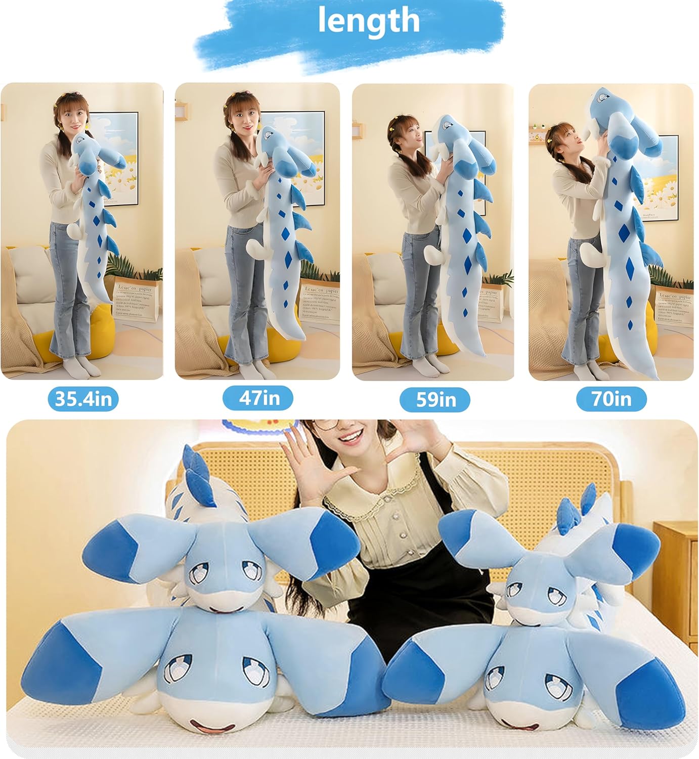 Long Dragon Plush Body Pillow Stuffed Animal for Beds Soft and Cozy