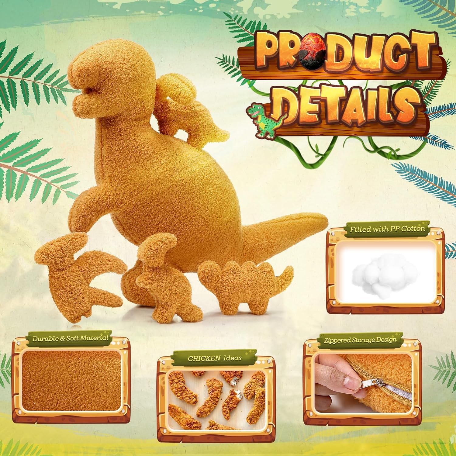 5-Piece Plush Dinosaur nugget Gift Set