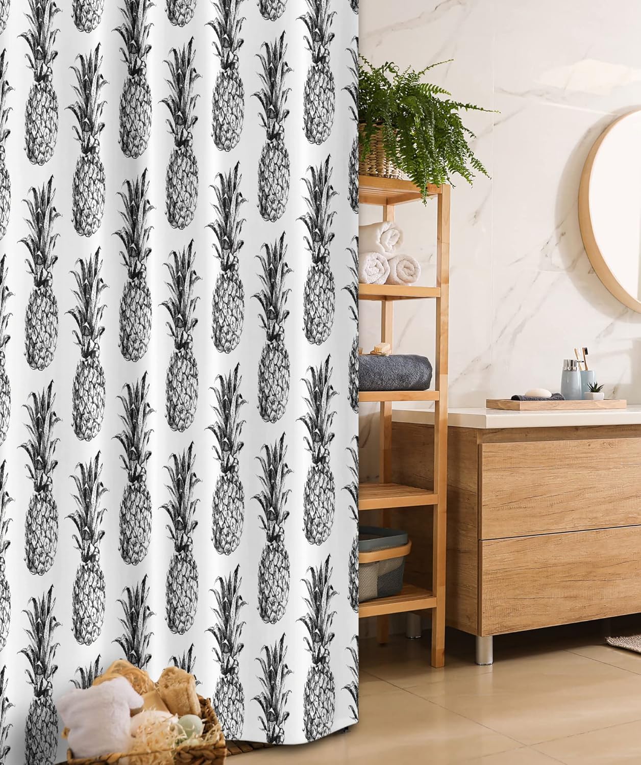 Vibrant Pineapple Shower Curtain for a Unique Bath Experience