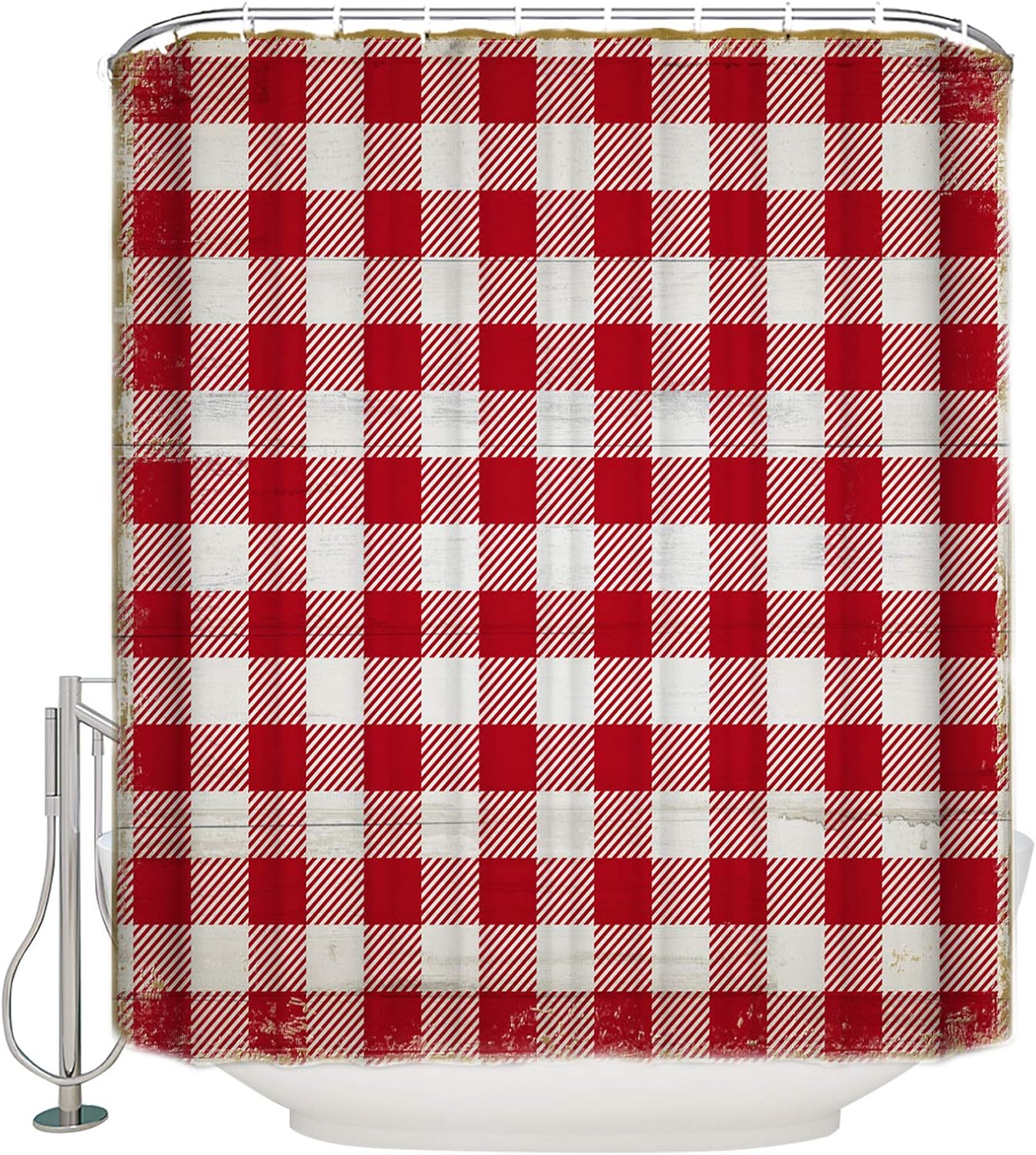 Charming Christmas Shower Curtain with Retro Buffalo Check Design