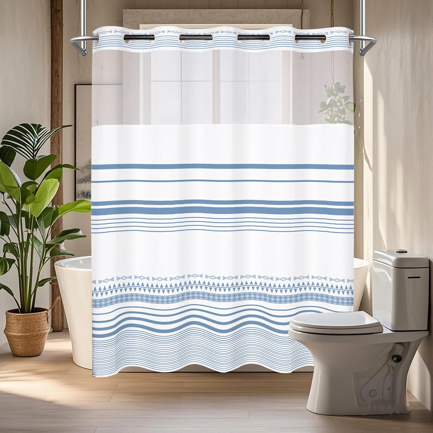 Elegant No-Hook Shower Curtain Set