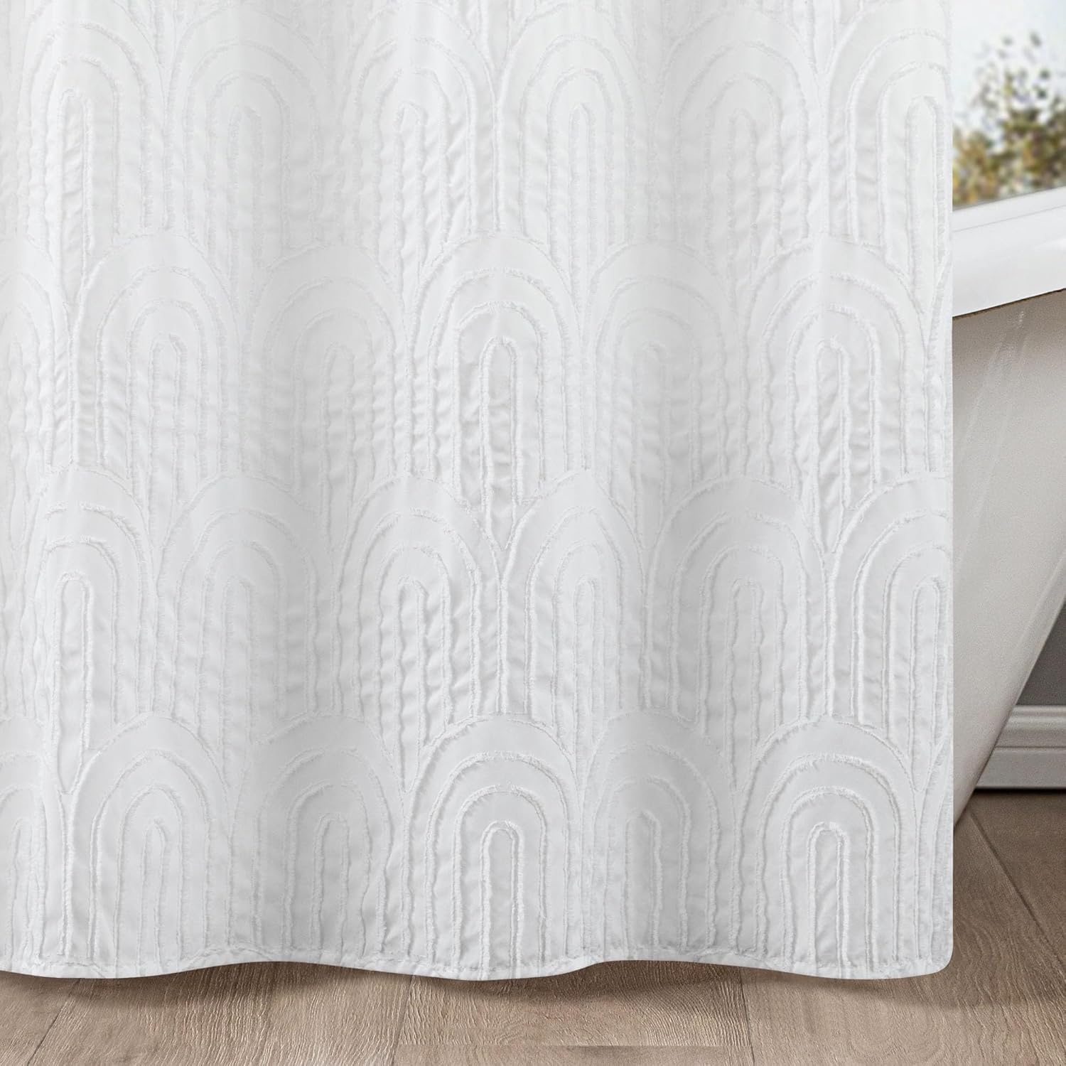 ROSERY No Hooks Shower Curtain Set for Bathroom