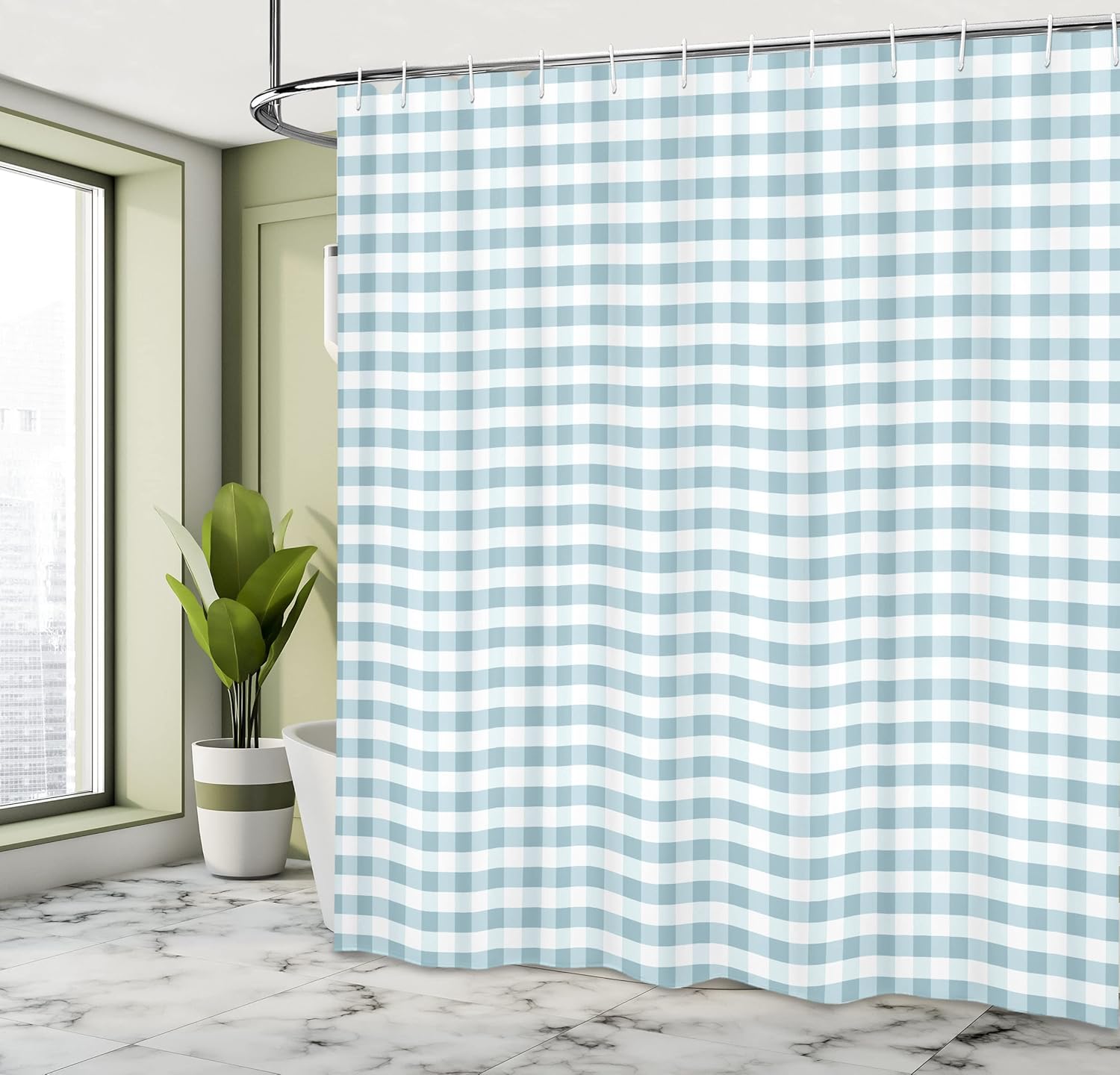 Ambesonne Monochrome Gingham Shower Curtain Set