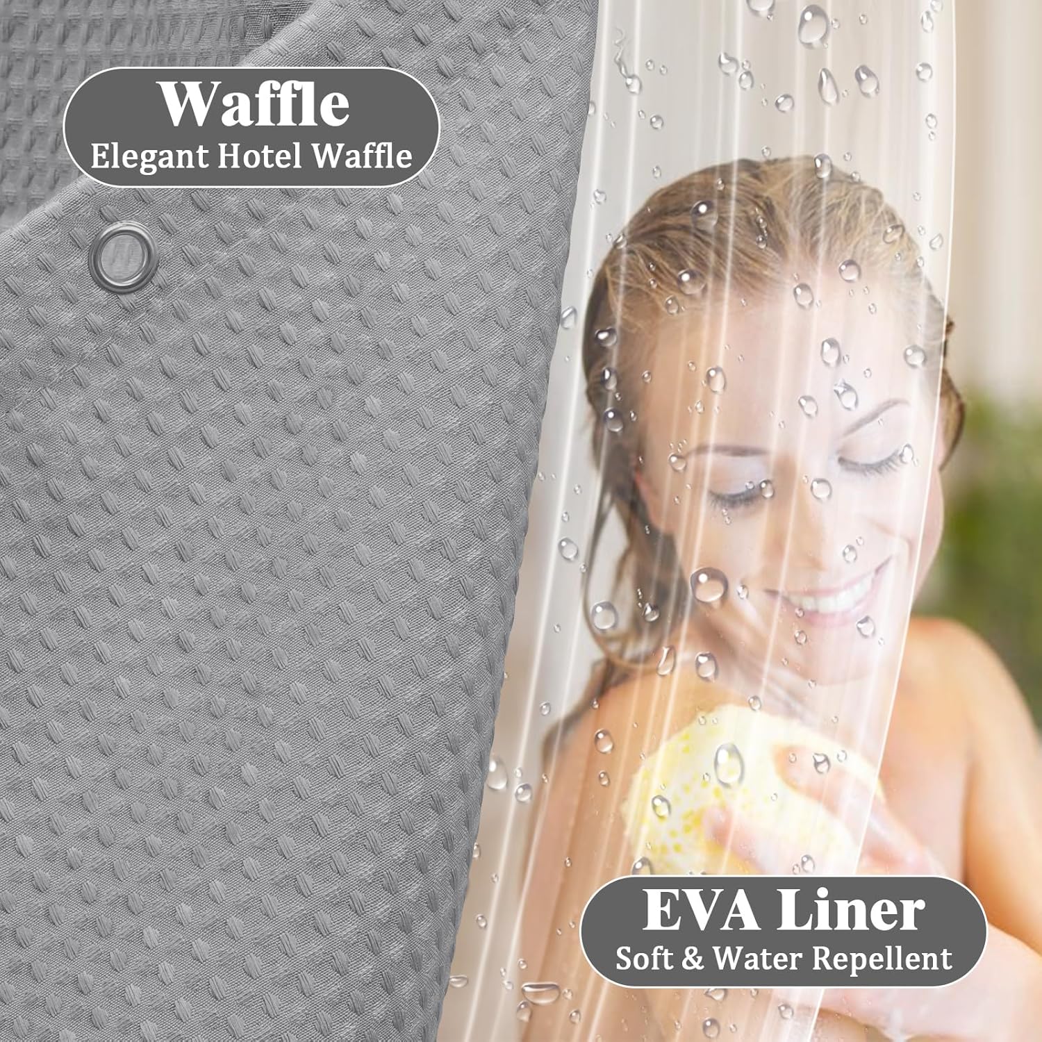 3-in-1 Shower Curtain Set for Bathroom
