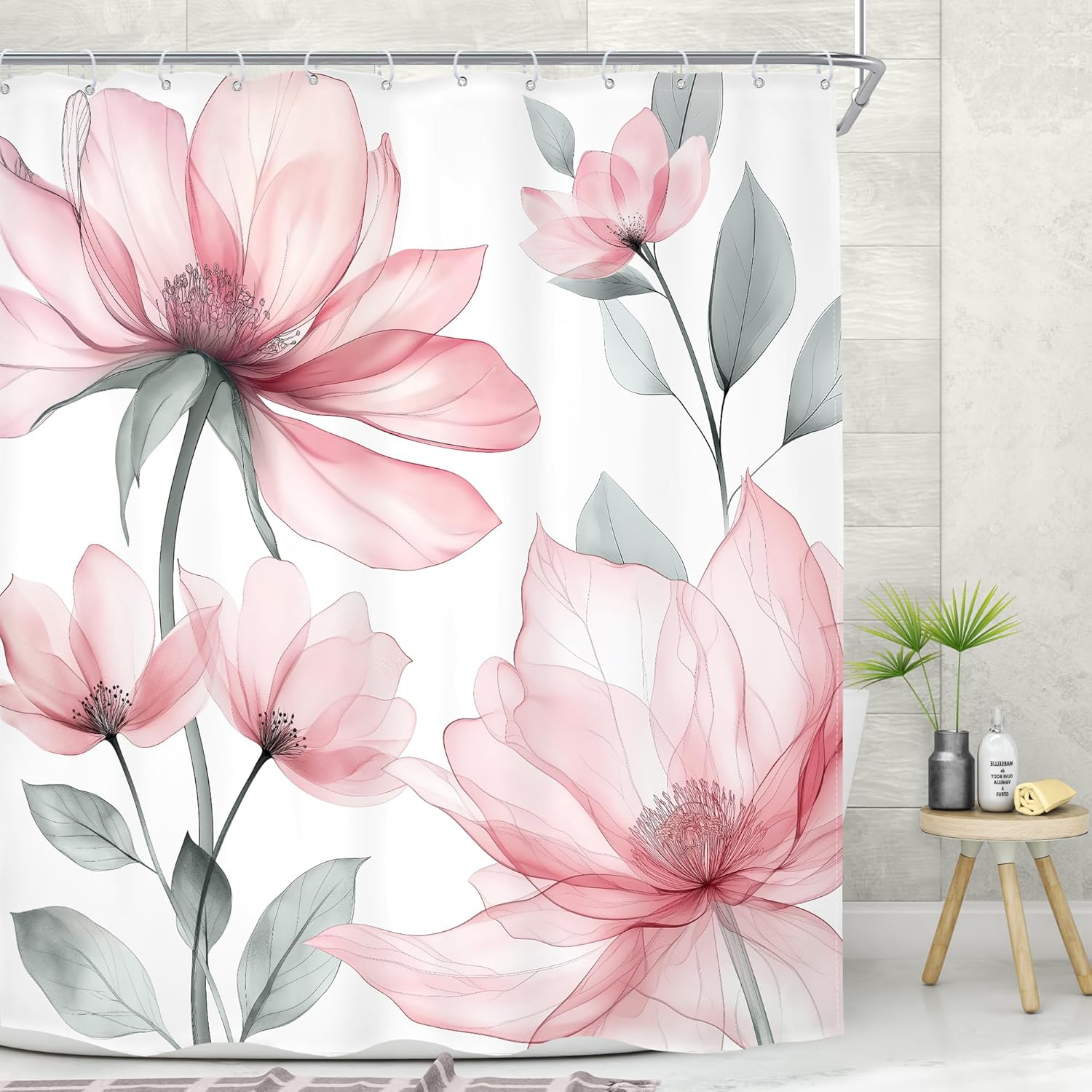 Meshely Pink Floral 60x72 Curtain