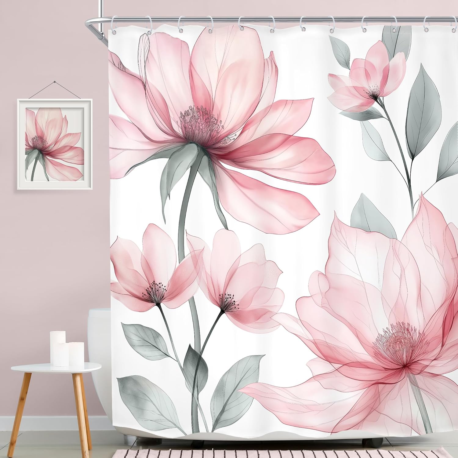 Meshely Pink Floral 60x72 Curtain