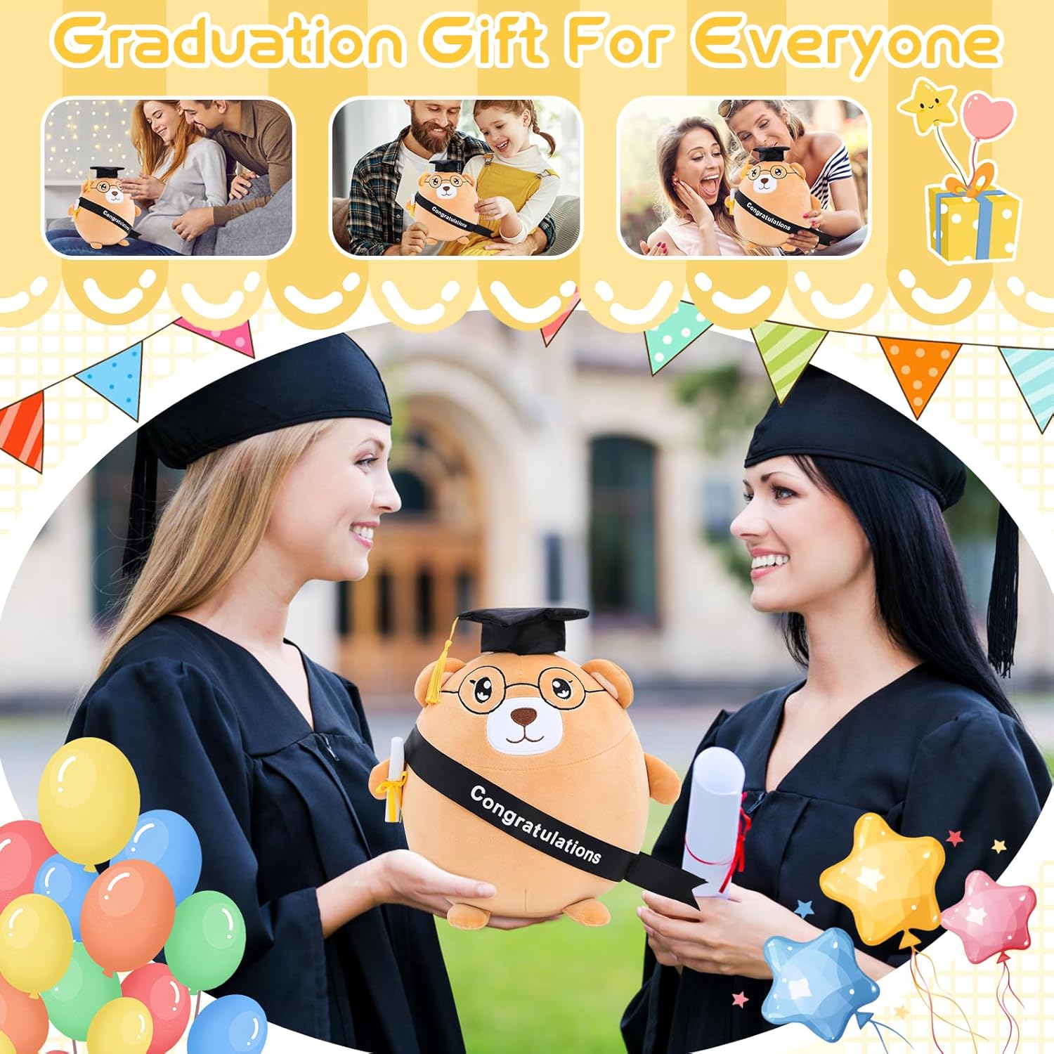 personalizedGraduationBearPlushGiftForBoyAndGirl - 118 Stuffed Animal PillowWithCapForCollege HighSchool