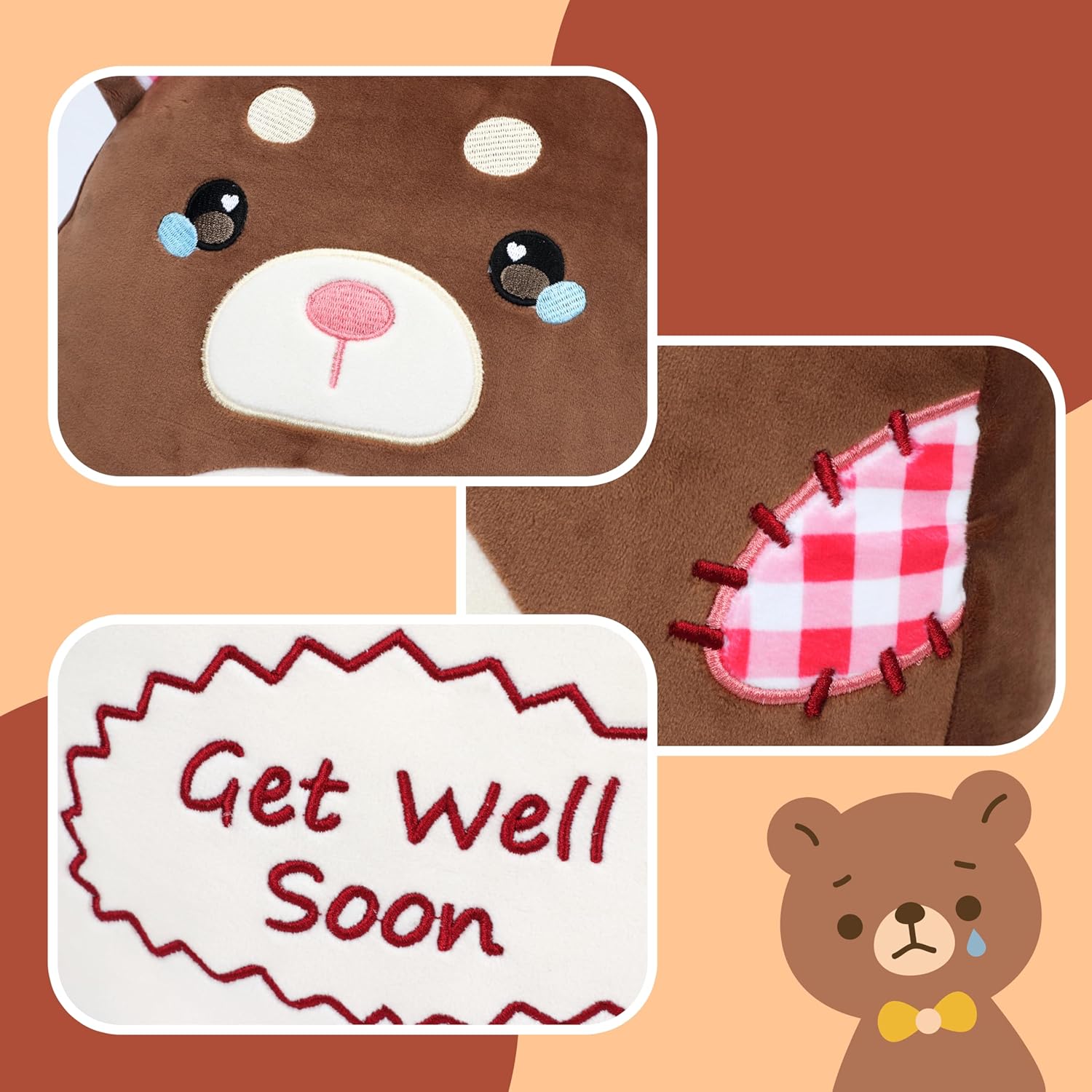 Cuteoy Get Well Soon Bear Plush Pillow