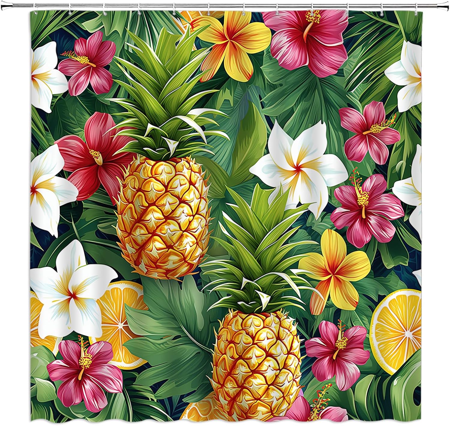 Ergonomic Pineapple Shower Curtain Exquisite tropical Design