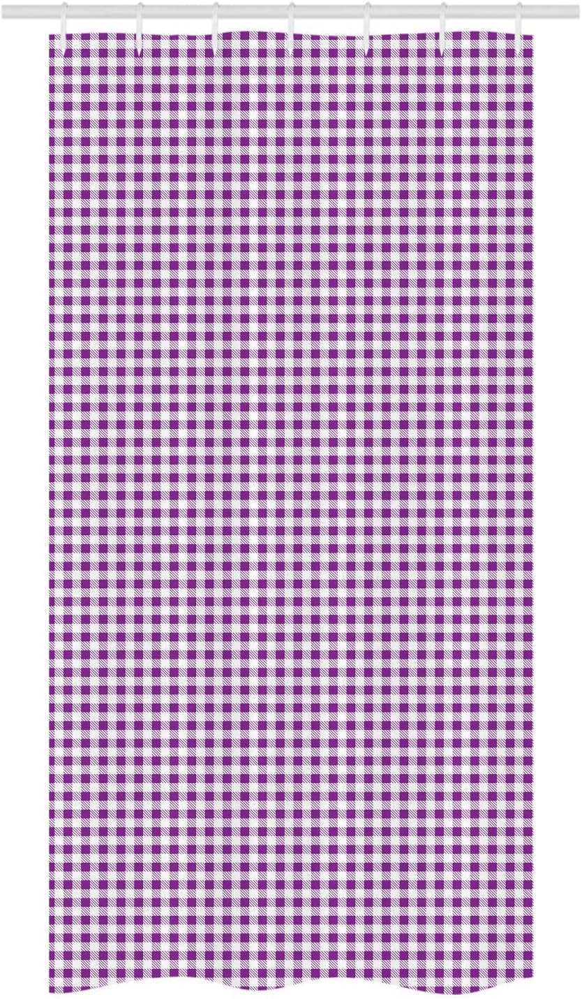 Lunarable Gingham Stall Shower Curtain with Hooks Purple White
