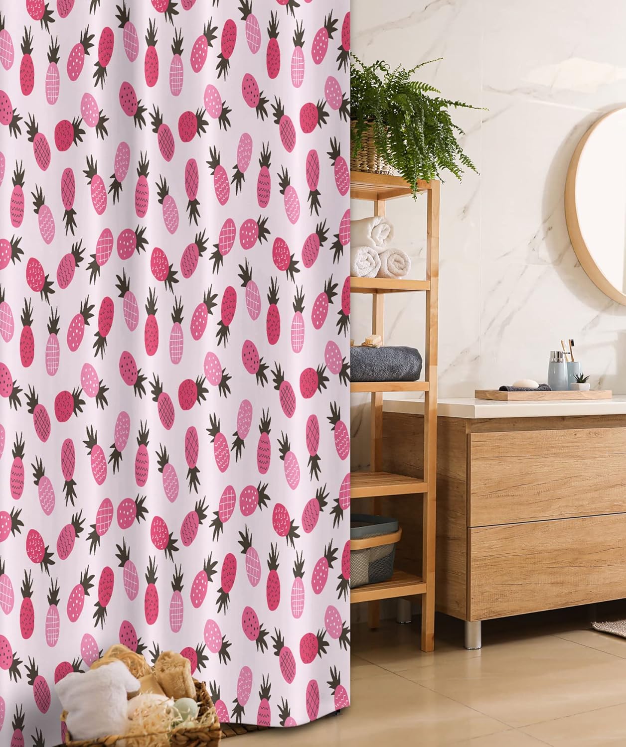 Ambesonne Exotic Pineapple Shower Curtain Doodled Style