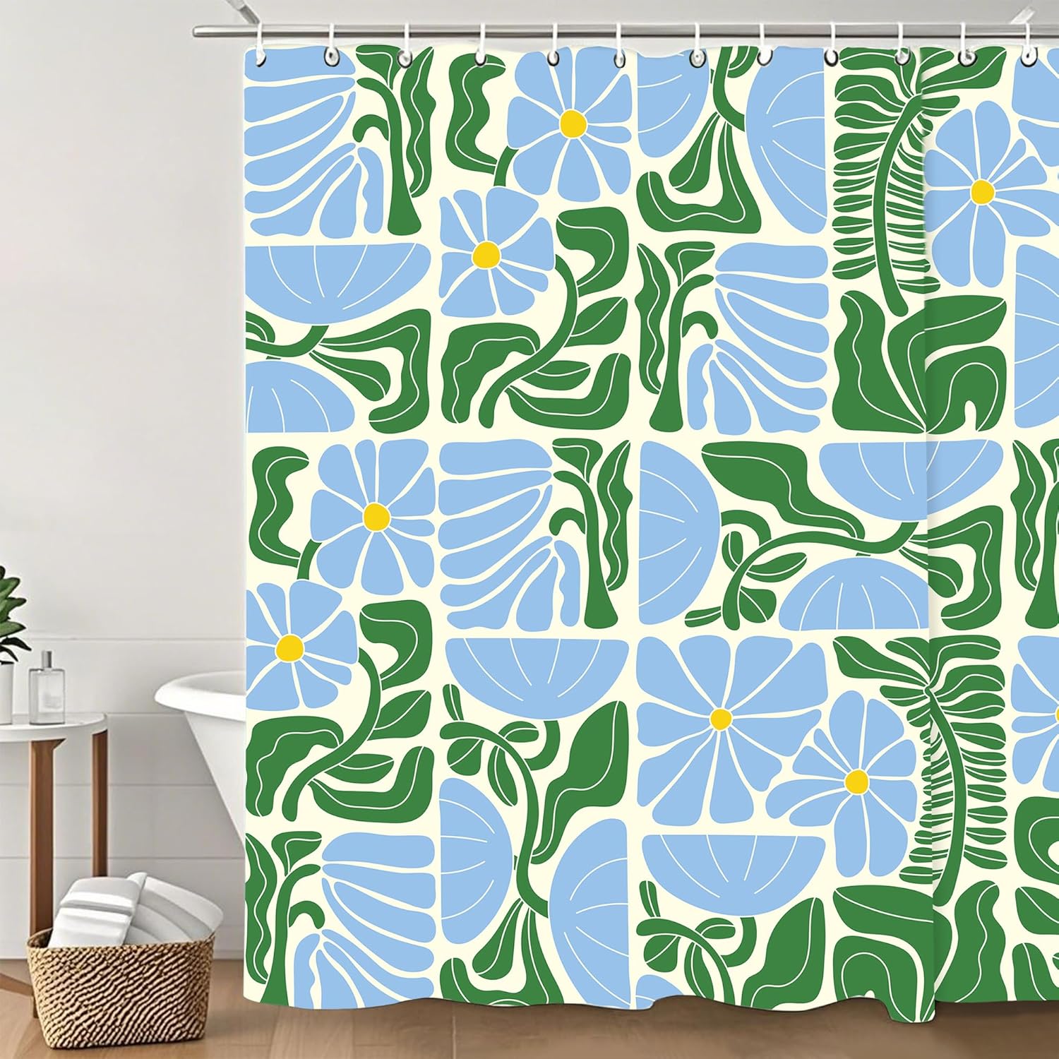 Stylish Boho Floral Shower Curtain Washable Durable