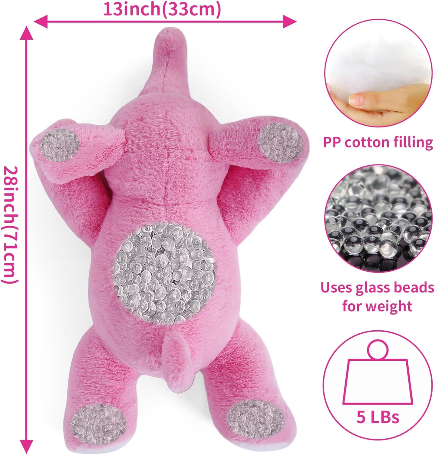 Perfectly Weighted Plush Elephant 27-inch 5 lbs