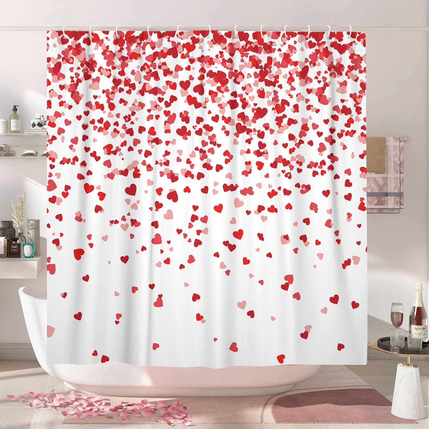 Perfect Valentines Day Shower Curtain Red Heart Design 72x72