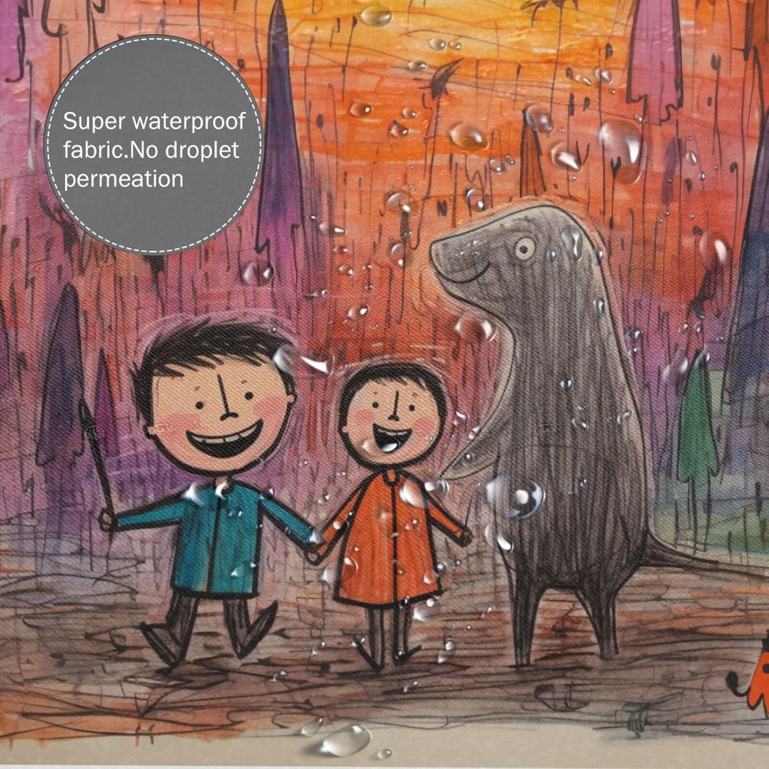 Crayon Fun - kids Drawing Painting Shower Curtain 72x72in Soft Durable