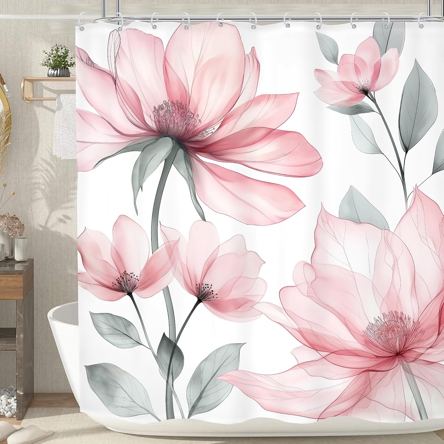Meshely Pink Floral 60x72 Curtain