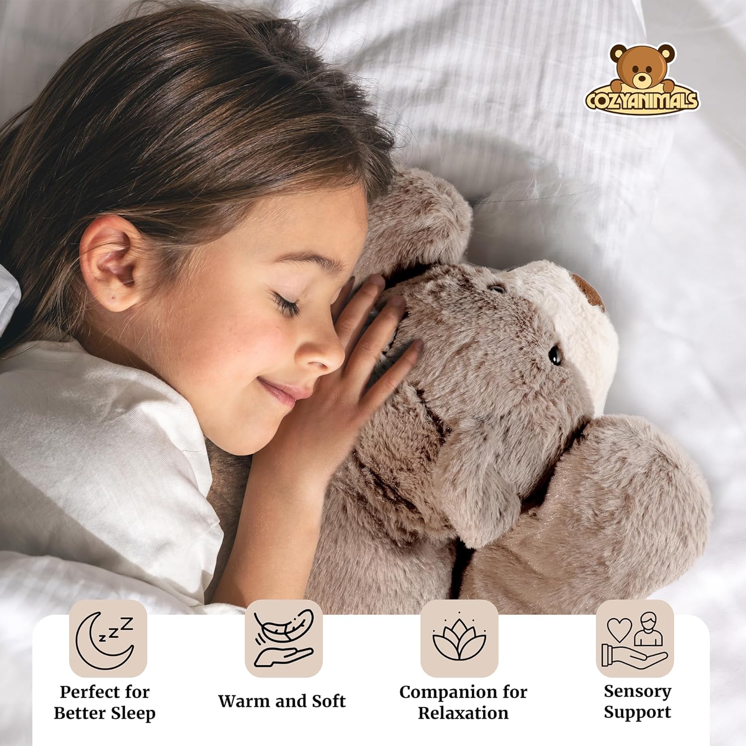 COZY Animal Bear - Microwaveable Plush Stuffed Toy for Adults Teens Kids
