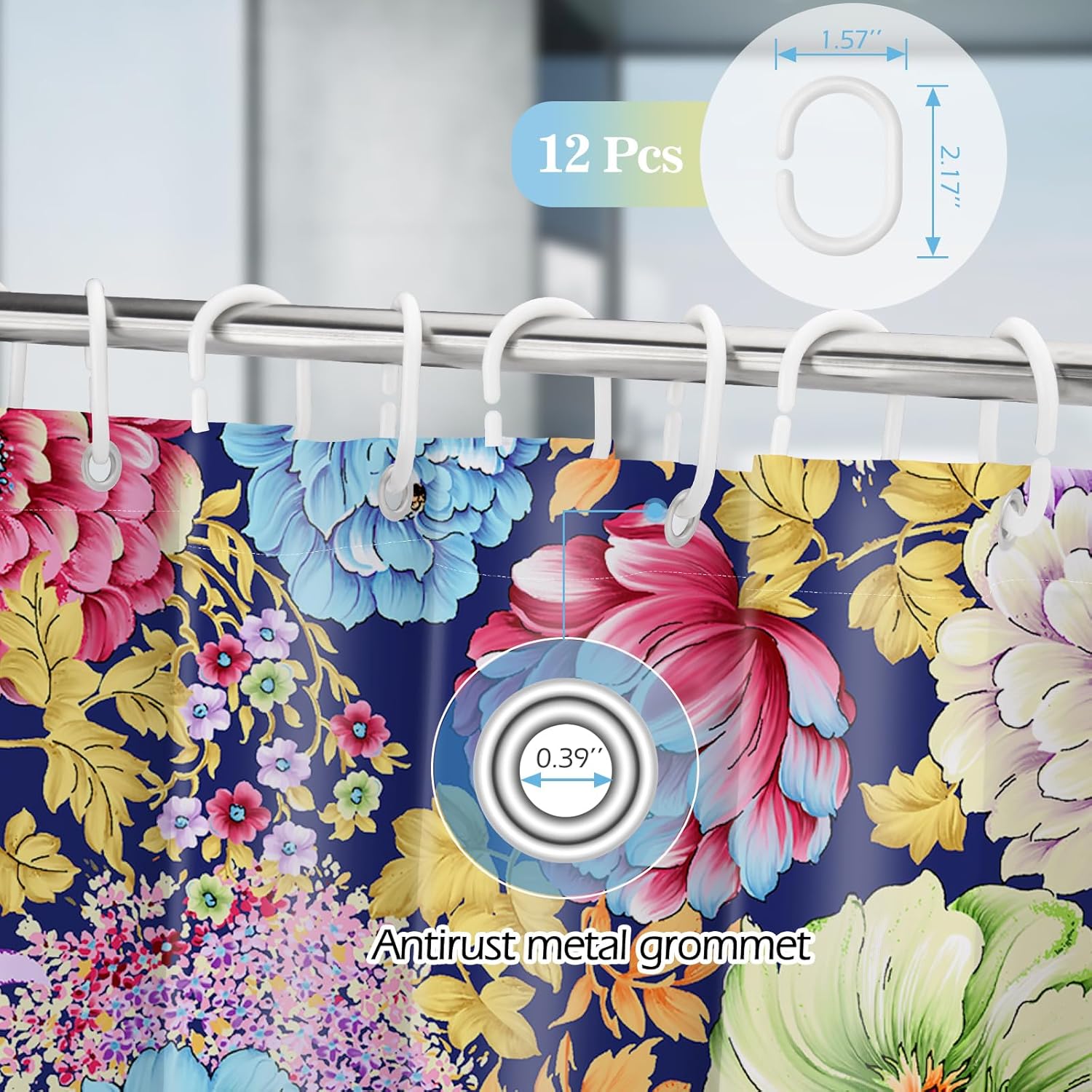 Chic Boho Floral Shower Curtain