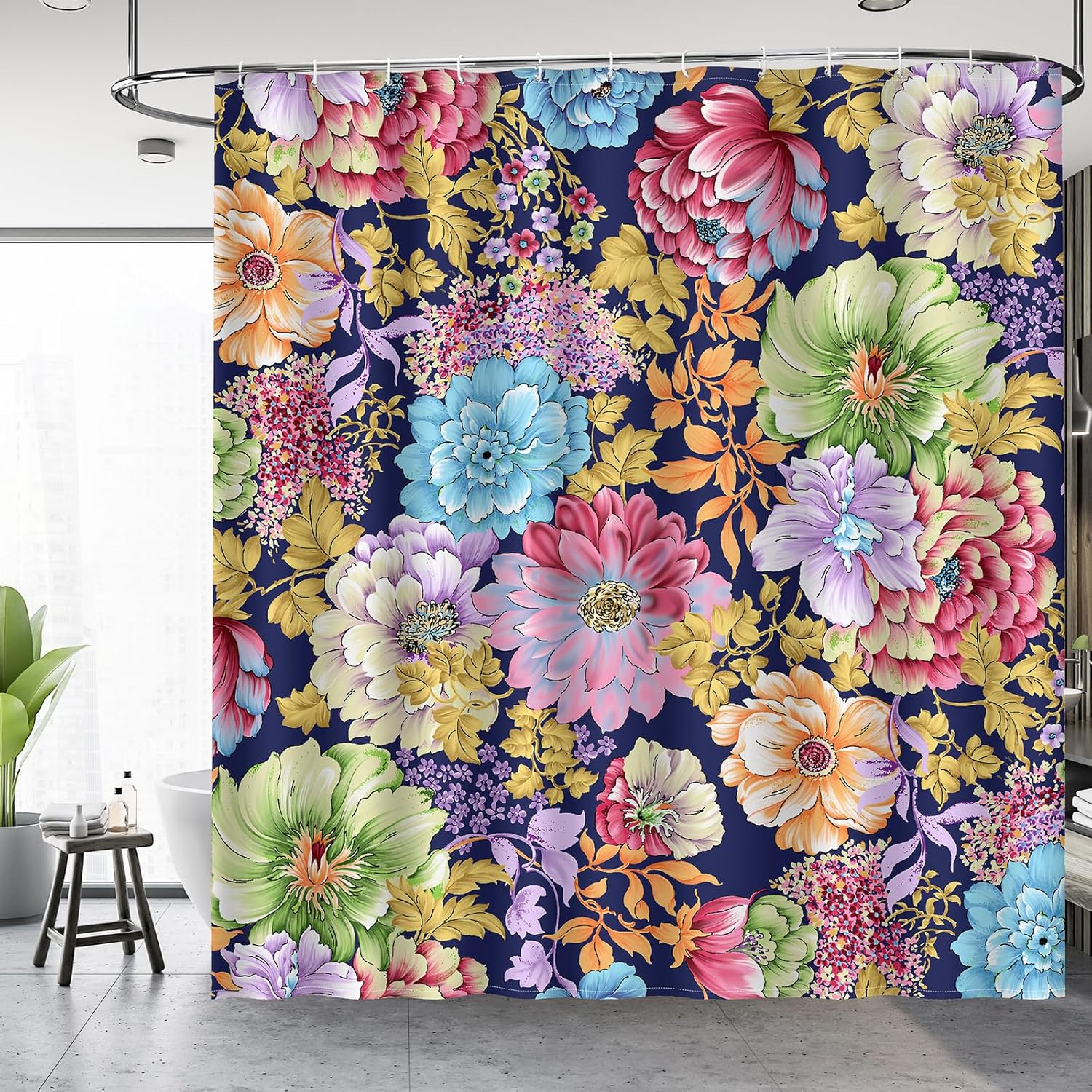 Chic Boho Floral Shower Curtain