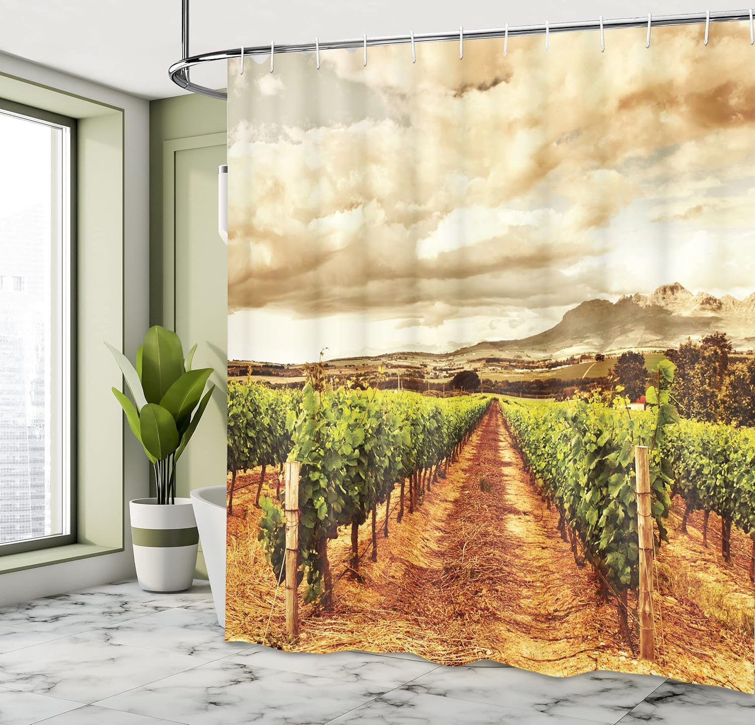 Ambesonne Country Shower Curtain Set with Hooks 1