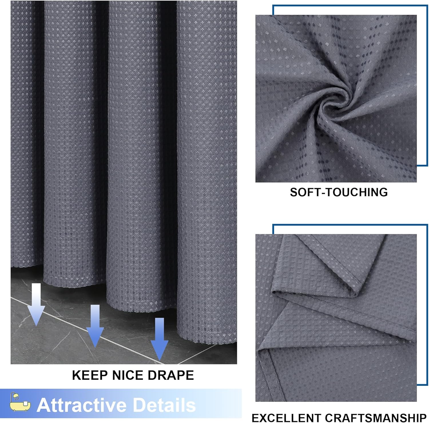 Sturdy Modern Bathroom Curtain Set for Narrow Stall