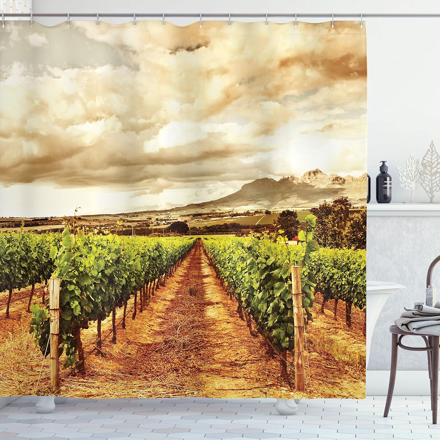 Ambesonne Country Shower Curtain Set with Hooks 1
